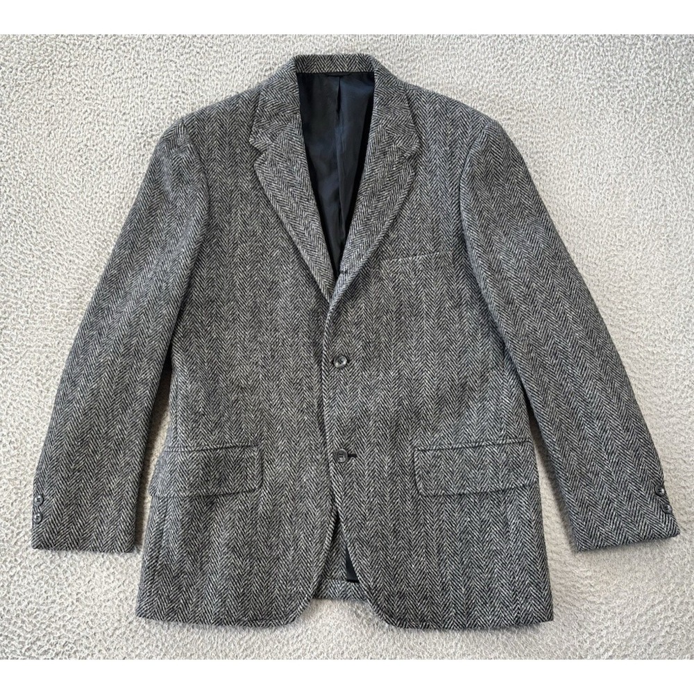 Vintage Harris Tweed Sport Coat Mens 40 Jacket Blazer Wool Herringbone 60s